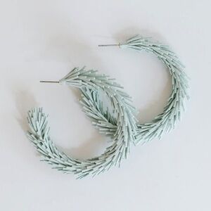 Michelle McDowell “Kennedy” Sage Suede Fringe Hoop Earrings